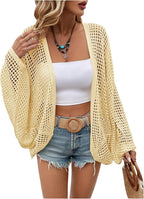 Odette - Oversized Crochet Knit Open Front Cardigan for Women Beach Cover Up Sweater