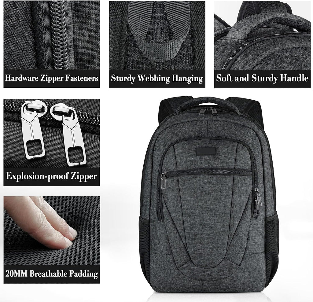 William 35L 17-Inch Laptop Backpack with Anti-Theft Pocket and Padded Travel Straps
