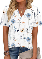 Odeline Women's High-Low V-Neck Blouse with Flutter Short Sleeves