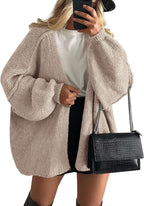 Sabrina - Oversized Open Front Chunky Knit Cardigan with Lantern Sleeves for Women