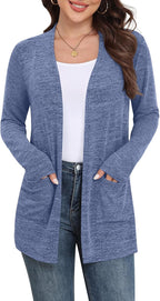 Marielle Lightweight Open-Front Long Cardigan with Pockets for Everyday Layering
