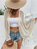 Odette - Oversized Crochet Knit Open Front Cardigan for Women Beach Cover Up Sweater