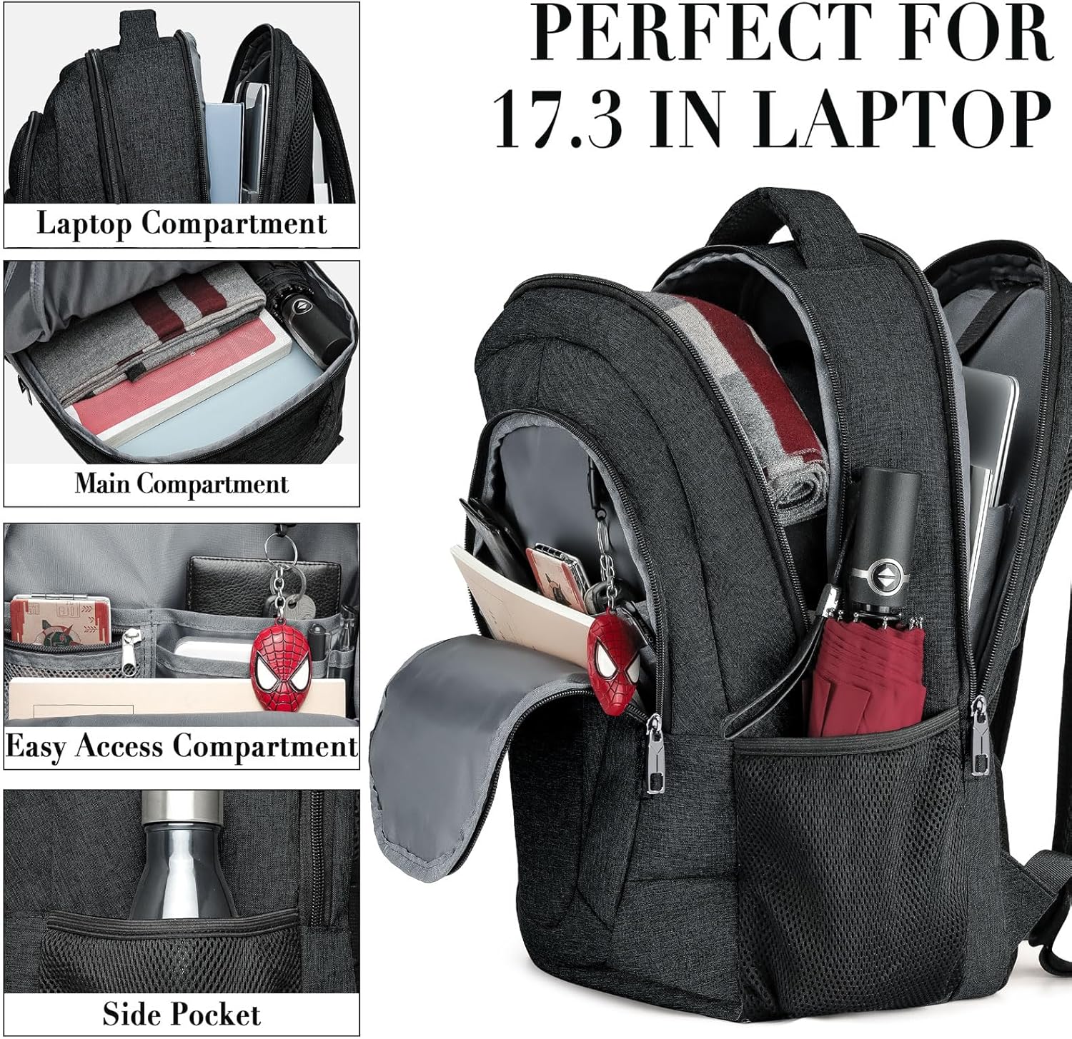 William 35L 17-Inch Laptop Backpack with Anti-Theft Pocket and Padded Travel Straps