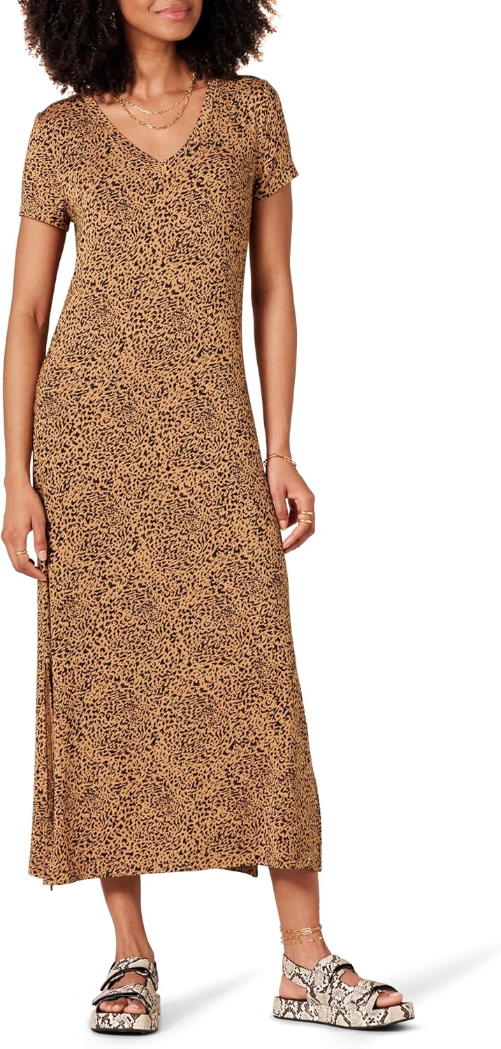 Élise Women's V-Neck Jersey Midi Dress with Side Slits