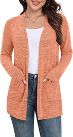 Marielle Lightweight Open-Front Long Cardigan with Pockets for Everyday Layering
