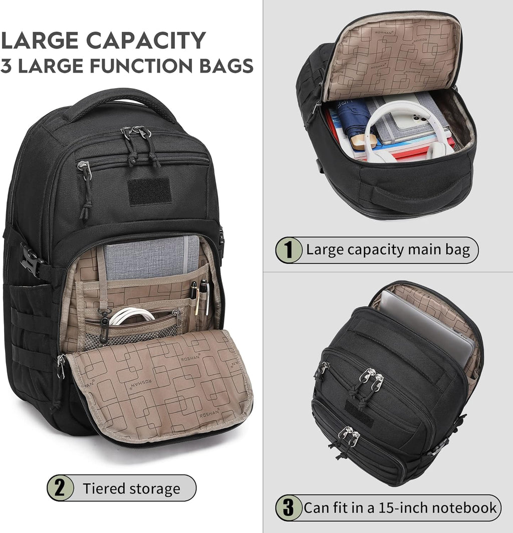 Quentin 25L Tactical Outdoor Backpack with MOLLE Webbing and Breathable Padded Straps