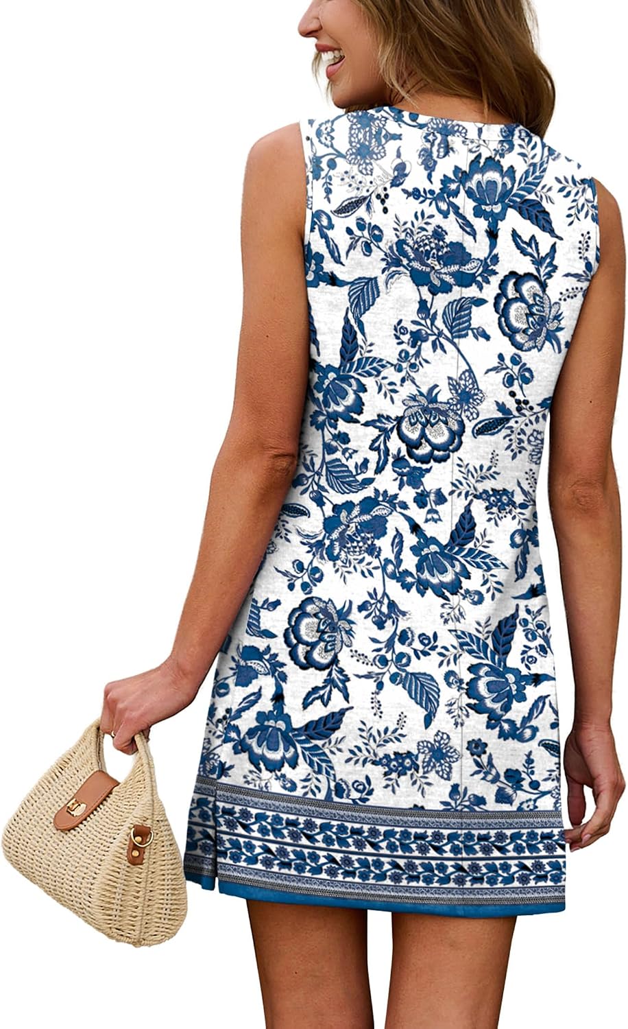 Lumi Women's Sleeveless Crew Neck A-Line Dress with Side Slits & Soft Stretch Fabric