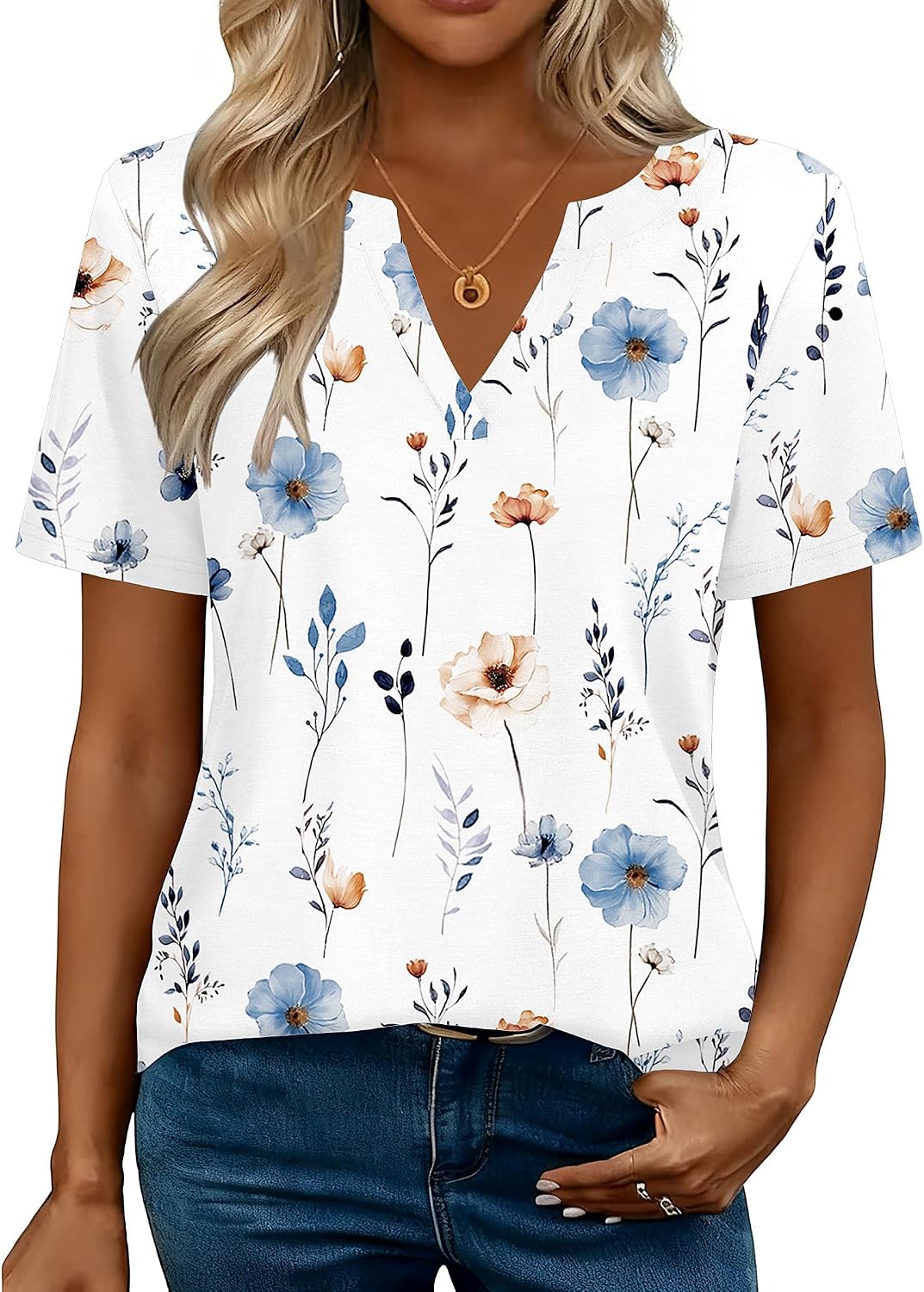 Odeline Women's High-Low V-Neck Blouse with Flutter Short Sleeves