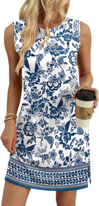 Lumi Women's Sleeveless Crew Neck A-Line Dress with Side Slits & Soft Stretch Fabric