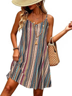 Celestine Women's Spaghetti Strap Sundress with Adjustable Straps, Pockets & Flowy A-Line Fit