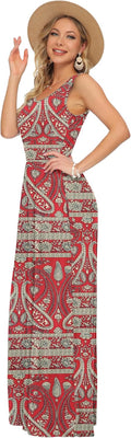 Rosalie Women's Paisley Print Sleeveless Maxi Dress with Elastic Waist and Pockets