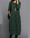 Fiona Women's Long Dress – Cozy Fleece Dress with Full-Length Sleeves, Handy Pockets, and On-Trend Floral Print