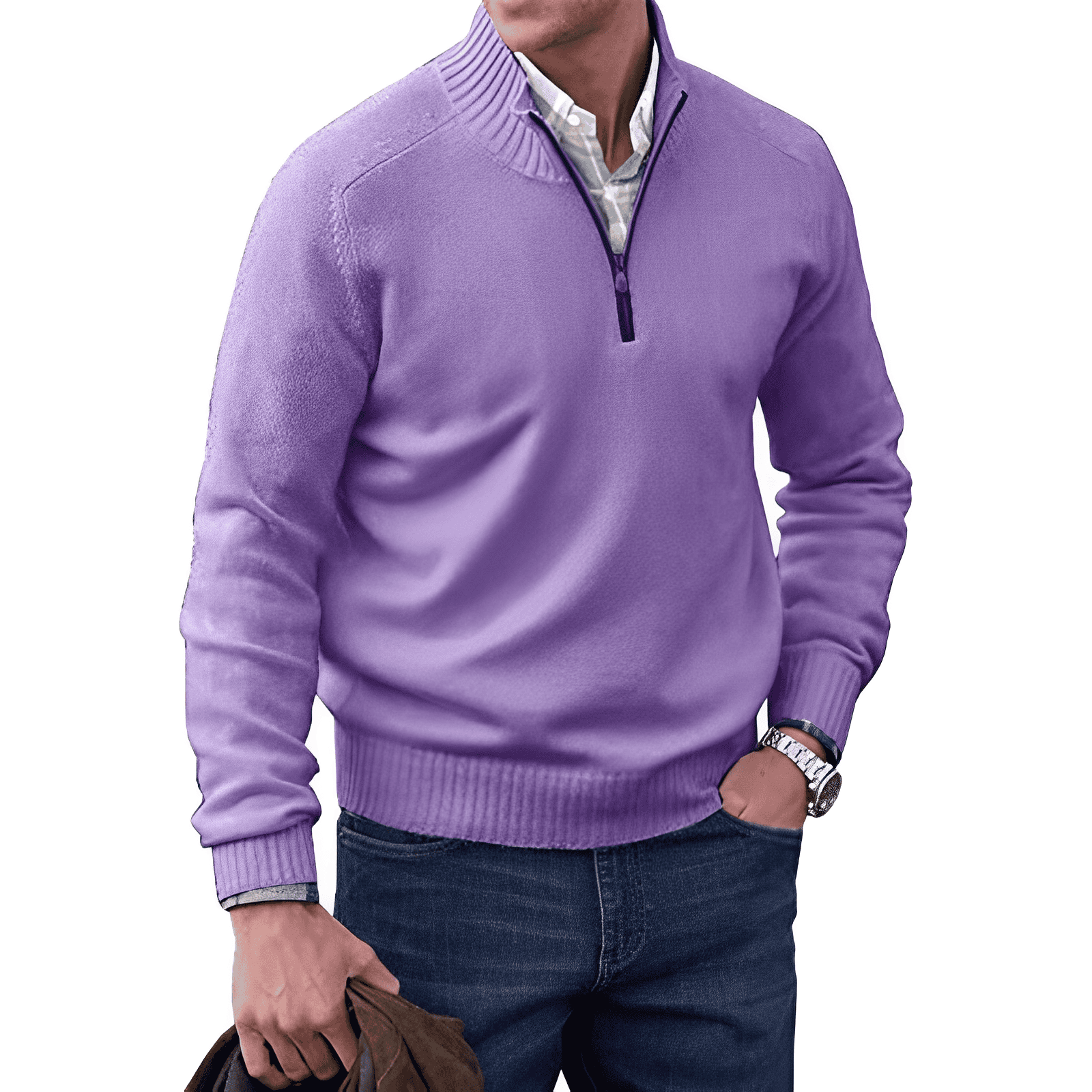 Gavin Men's Half-Zip Knit Sweater – Soft Cashmere-Feel Pullover with Mock Neck & Modern Fit