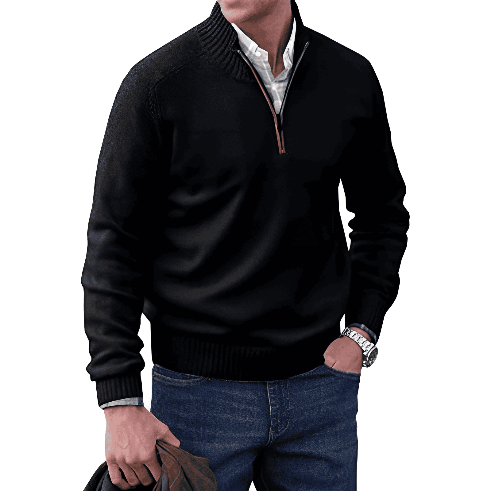 Gavin Men's Half-Zip Knit Sweater – Soft Cashmere-Feel Pullover with Mock Neck & Modern Fit