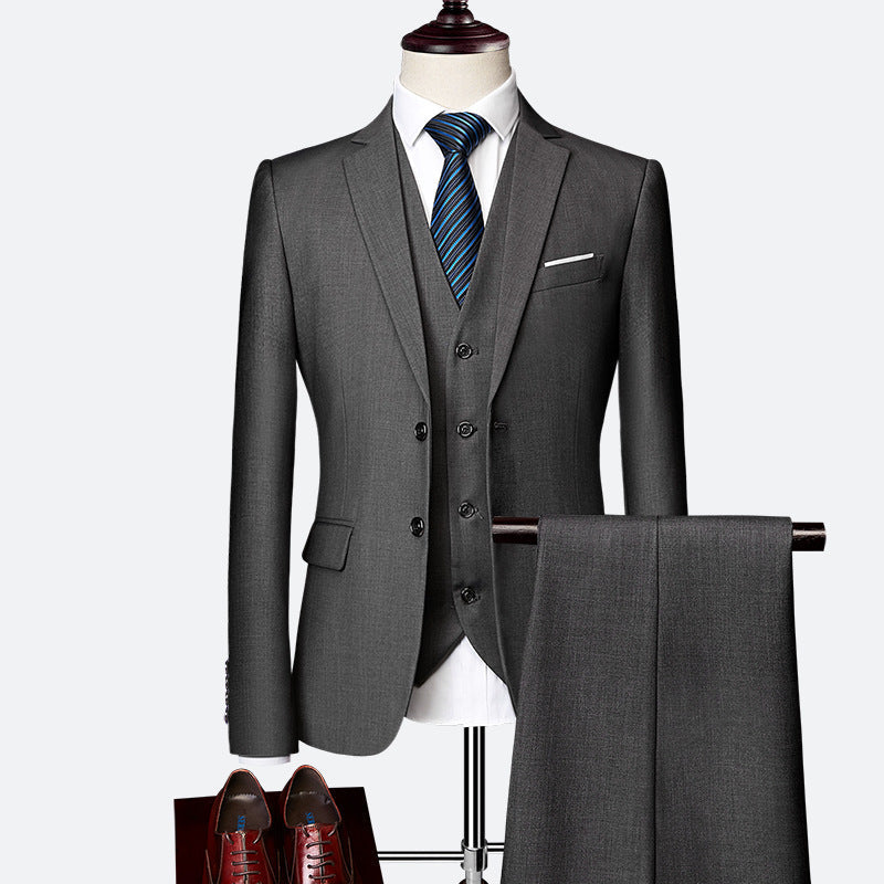 Vincent Men's 3-Piece Suit – Slim Fit Formal Suit with Vest for Weddings & Business