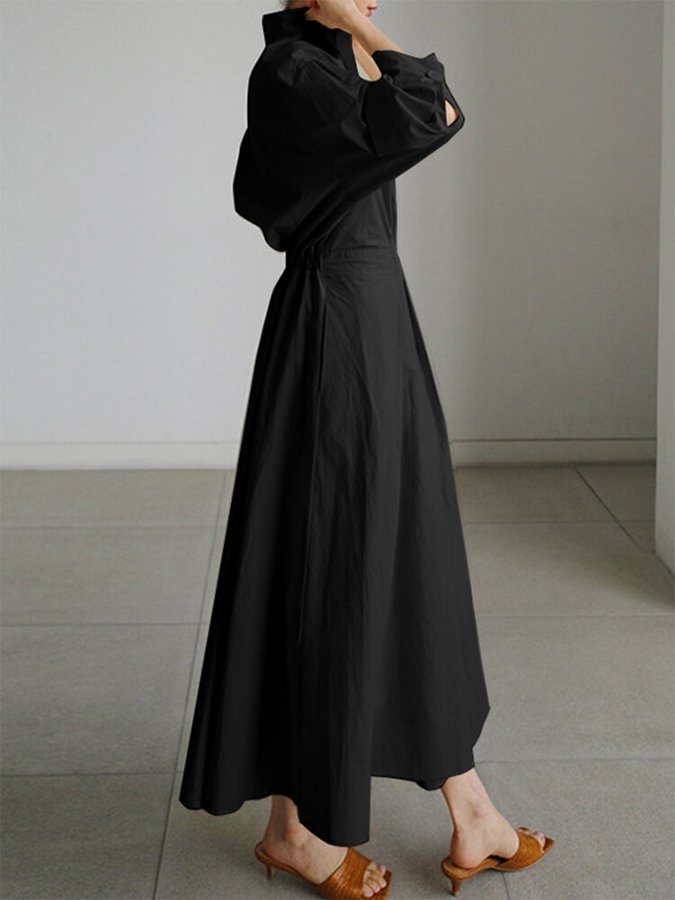 Mireya Women's Buttoned Midi Dress – Lightweight Flattering Dress with Timeless Style