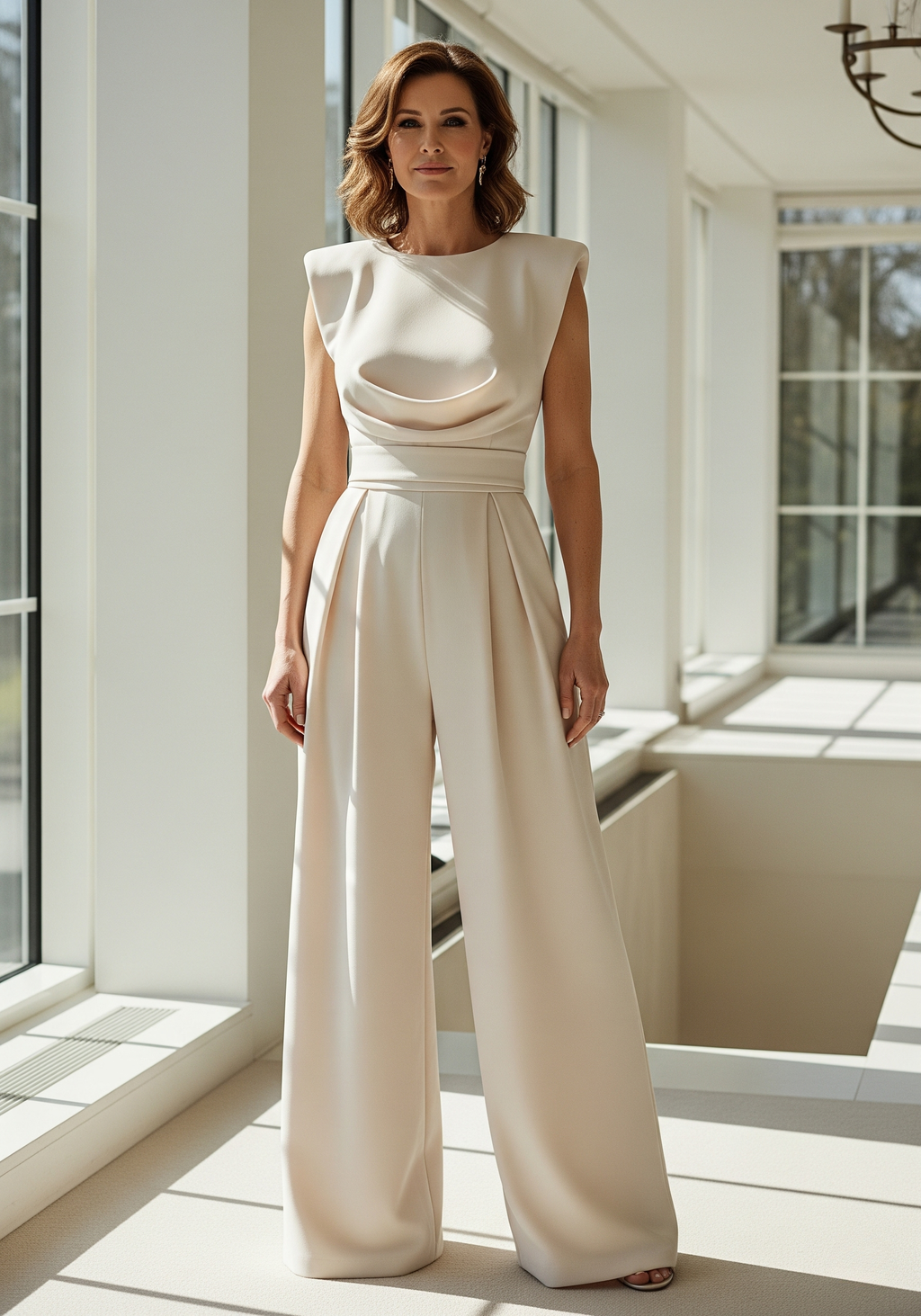 Giselle Women's High-Waisted Straight Leg Jumpsuit – Elegant Lightweight One-Piece Outfit