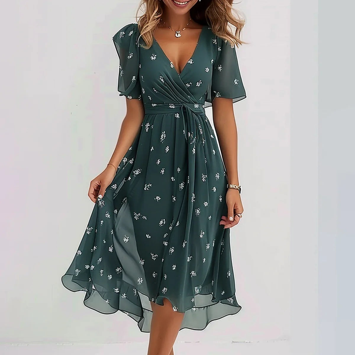 Victoria Women's Short Sleeve Dress – Elegant Everyday Dress with Flattering Fit & Timeless Style