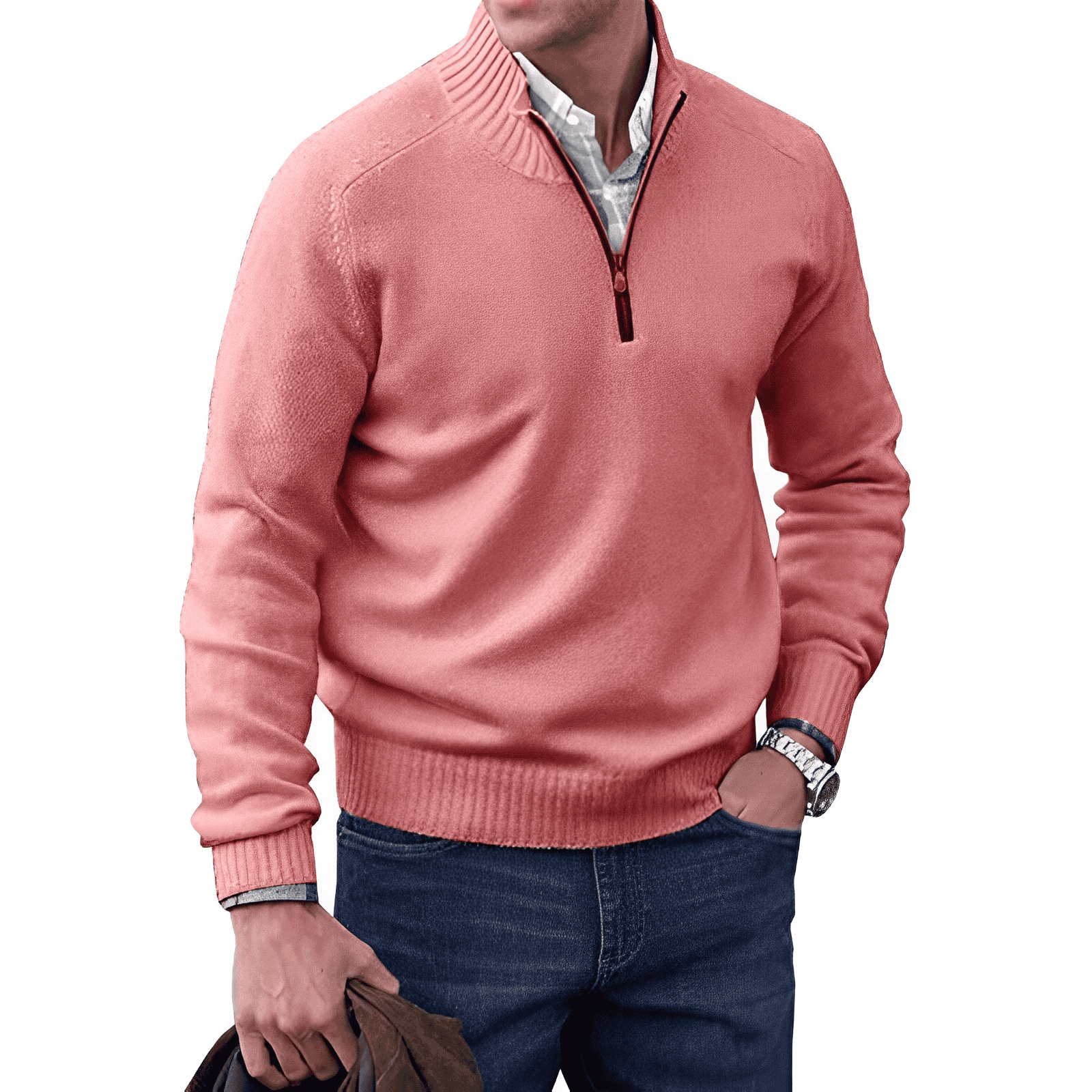 Gavin Men's Half-Zip Knit Sweater – Soft Cashmere-Feel Pullover with Mock Neck & Modern Fit