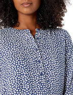 Marceline Women's Printed Long Sleeve Popover Blouse in Lightweight Viscose Relaxed Fit