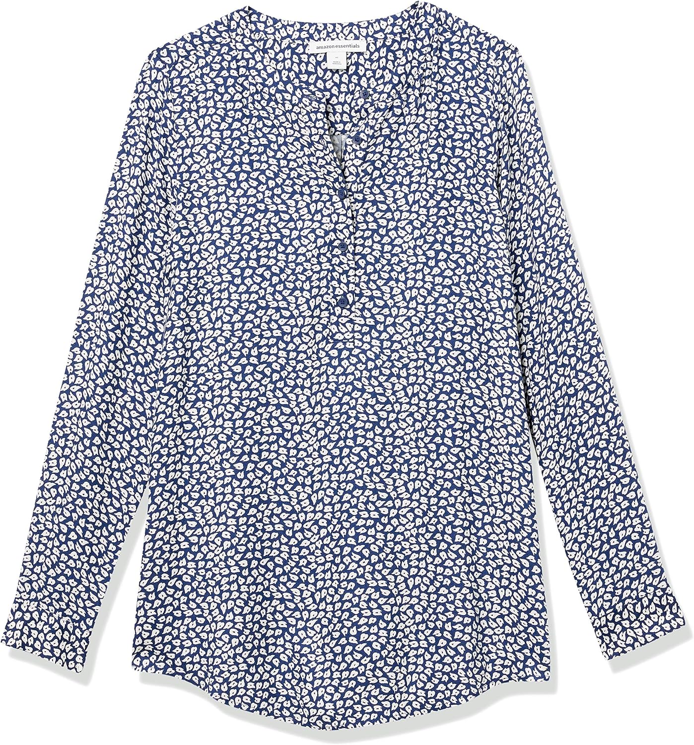 Marceline Women's Printed Long Sleeve Popover Blouse in Lightweight Viscose Relaxed Fit