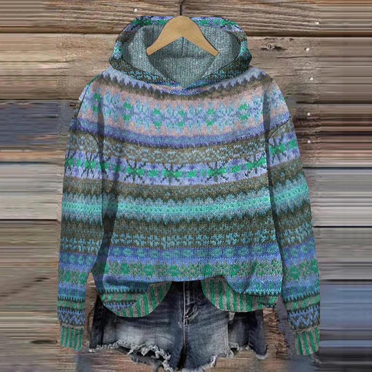 Gwen Women’s Ethnic Hoodie – Retro Casual Sweatshirt in Soft Cotton Blend
