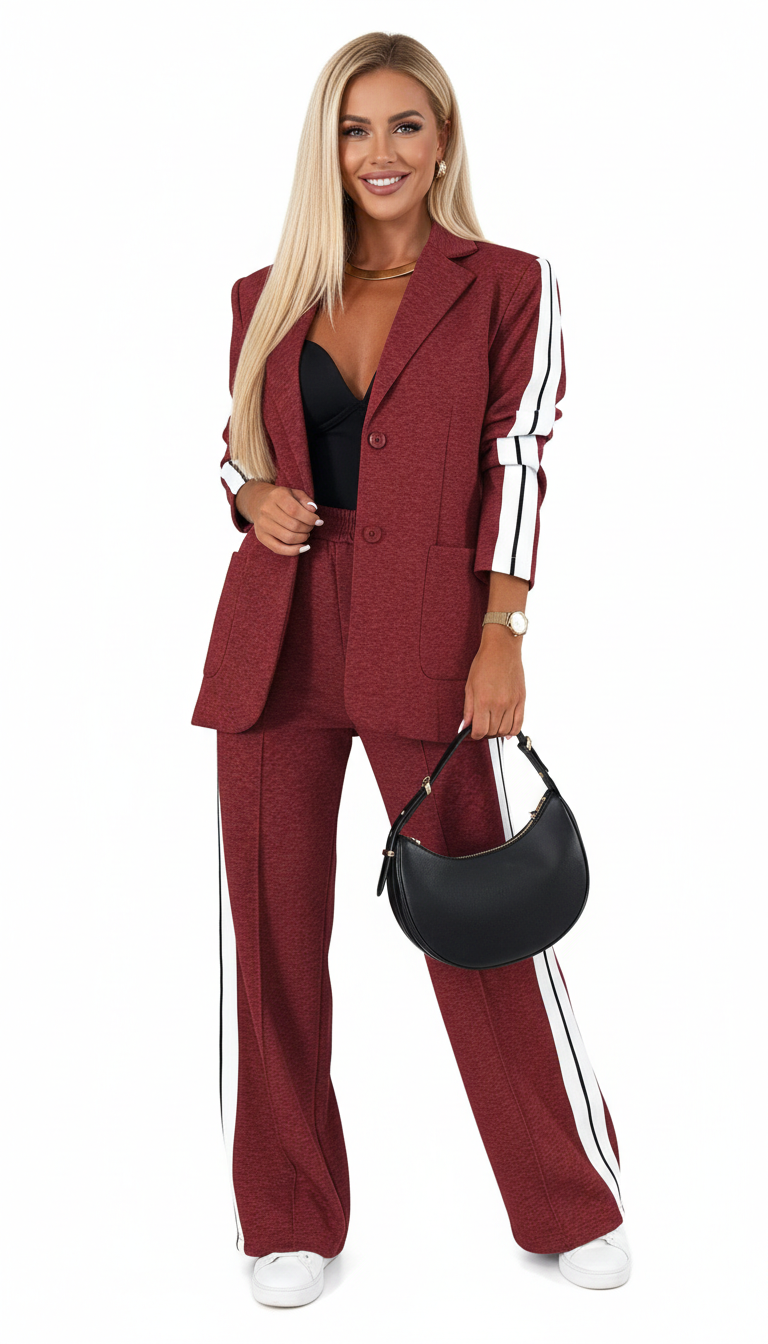 Aila Women’s Athleisure Set – Striped Cotton Tracksuit with Casual Chic Comfort