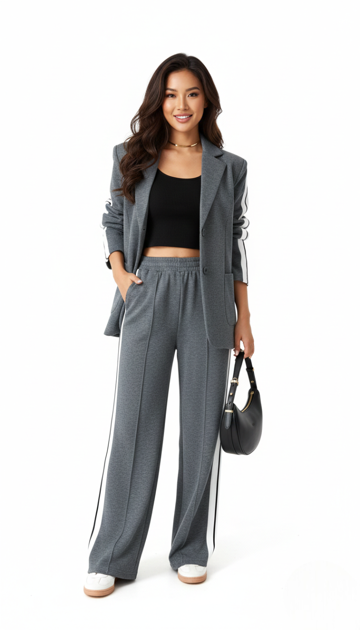 Aila Women’s Athleisure Set – Striped Cotton Tracksuit with Casual Chic Comfort