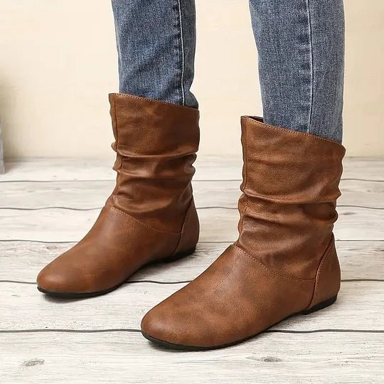 Florence Women's Genuine Leather Ankle Boots – Elegant Mid-Height Boots with Anti-Slip Sole