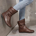 Florence Women's Genuine Leather Ankle Boots – Elegant Mid-Height Boots with Anti-Slip Sole