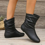 Florence Women's Genuine Leather Ankle Boots – Elegant Mid-Height Boots with Anti-Slip Sole