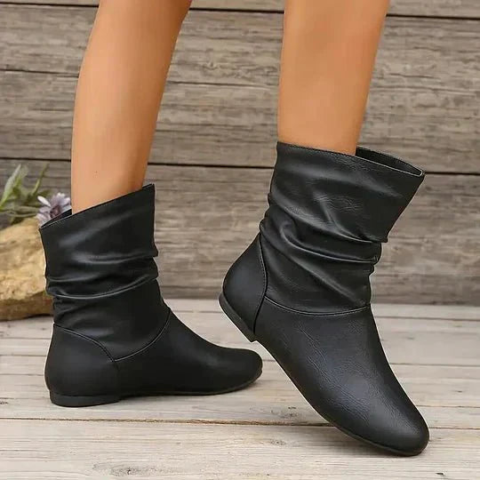 Florence Women's Genuine Leather Ankle Boots – Elegant Mid-Height Boots with Anti-Slip Sole