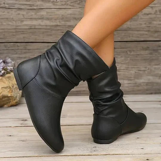 Florence Women's Genuine Leather Ankle Boots – Elegant Mid-Height Boots with Anti-Slip Sole