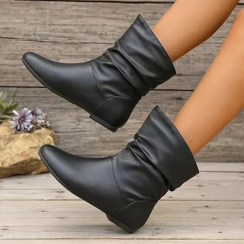Zoe Women's Leather Boots – Genuine Leather with Non-Slip Sole & Sleek Silhouette