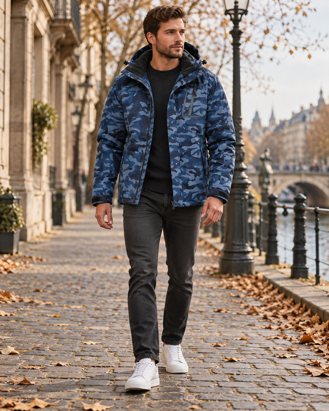 Orlando Men's Fleece-Lined Winter Ski Jacket – Waterproof with Removable Hood Detail