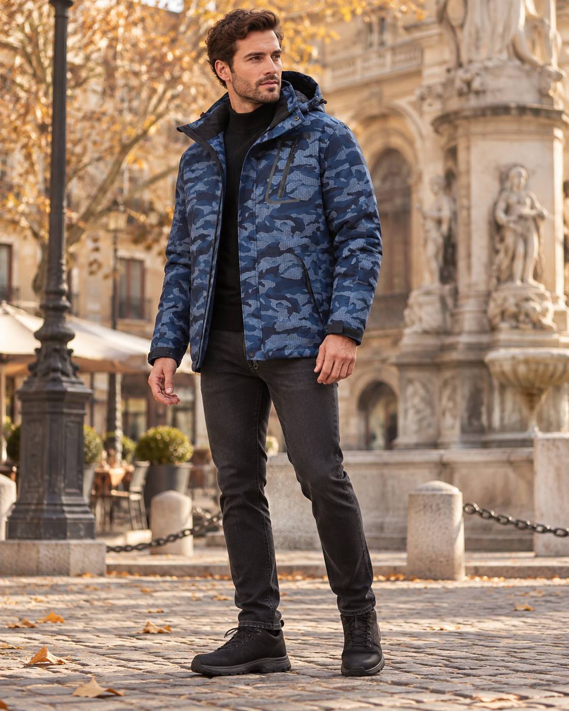 Orlando Men's Fleece-Lined Winter Ski Jacket – Waterproof with Removable Hood Detail