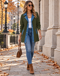 Freya Women's Corduroy Denim Patchwork Blazer Jacket – Button Front and Pockets