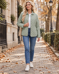 Quirina Women's Diamond-Stitch Quilted Jacket – Long Sleeve Snap Front with Pockets