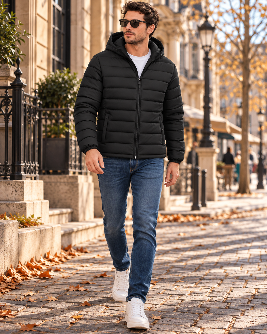 Zandro Men's Hooded Lightweight Puffer Jacket Finished with Quilted Lining and Zip Pockets
