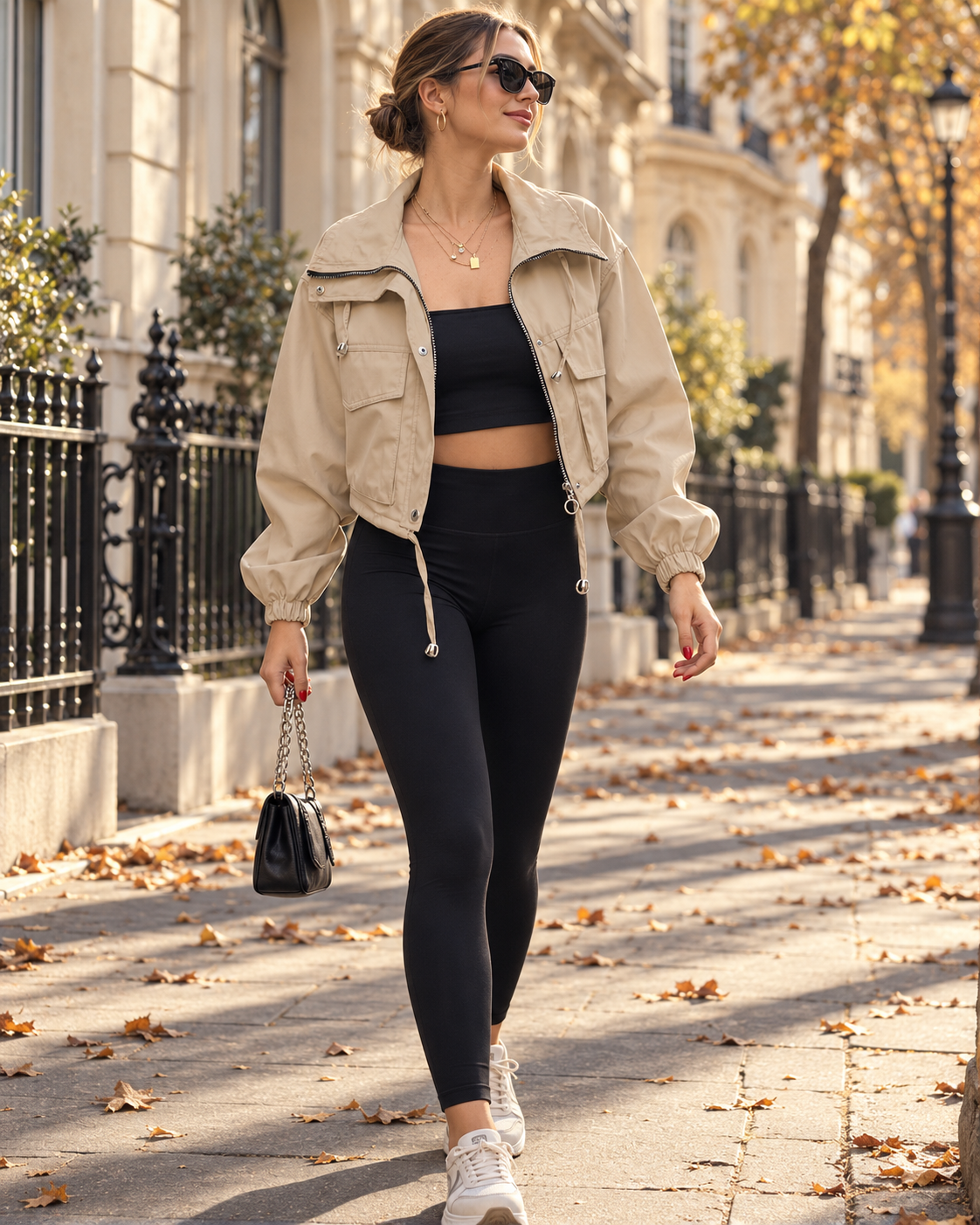 Bituin Cropped Utility Jacket in Lightweight Design – Oversized Zip-Up Anorak