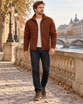 Crisanto Men's Full-Zip Lightweight Fleece Jacket – Full-Zip Stand-Collar Casual Coat