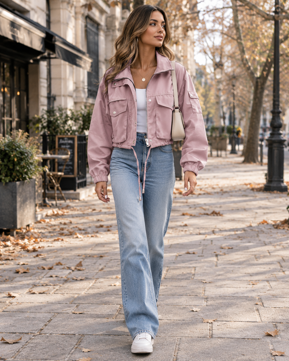 Bianca Women's Short-Length Lightweight Cargo Jacket Finished with Zip Front and Utility Pockets