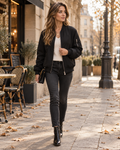 Andrea Zip-Up Bomber Jacket, Lightweight with Pockets – Casual Spring & Fall Coat