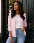Roxanne - Classic Crew Neck Button Knit Cardigan Sweater for Everyday Layering Women