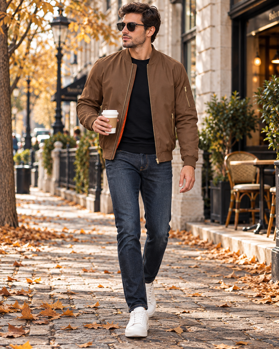 Felix Men's Winter Quilted Bomber Jacket – Warm Full Zip Military Coat with Pockets