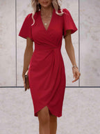 Madelyn Women's Wrap Dress – Elegant V-Neck Midi Dress with Adjustable Tie Waist