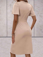Madelyn Women's Wrap Dress – Elegant V-Neck Midi Dress with Adjustable Tie Waist