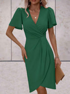Madelyn Women's Wrap Dress – Elegant V-Neck Midi Dress with Adjustable Tie Waist