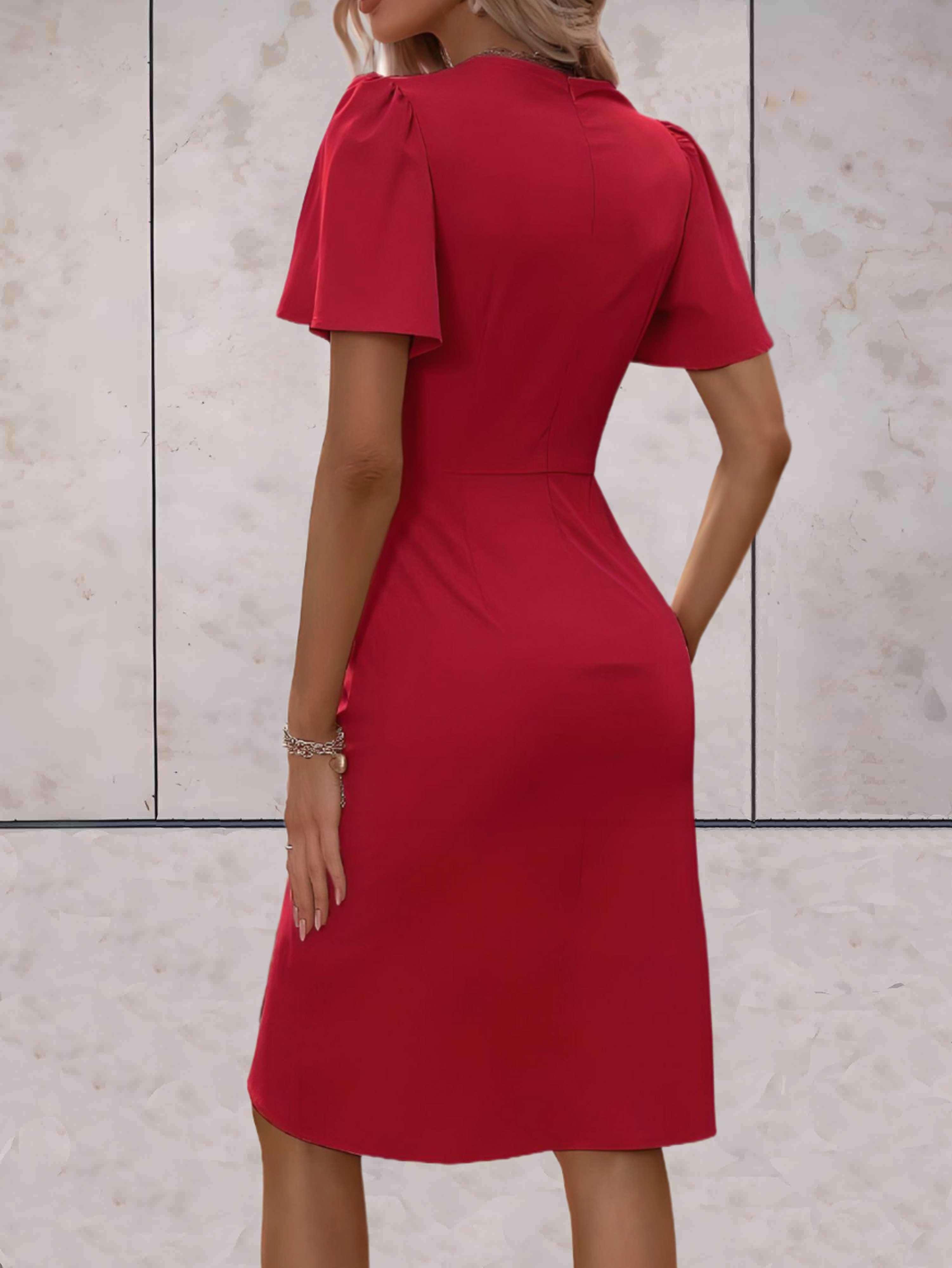 Madelyn Women's Wrap Dress – Elegant V-Neck Midi Dress with Adjustable Tie Waist