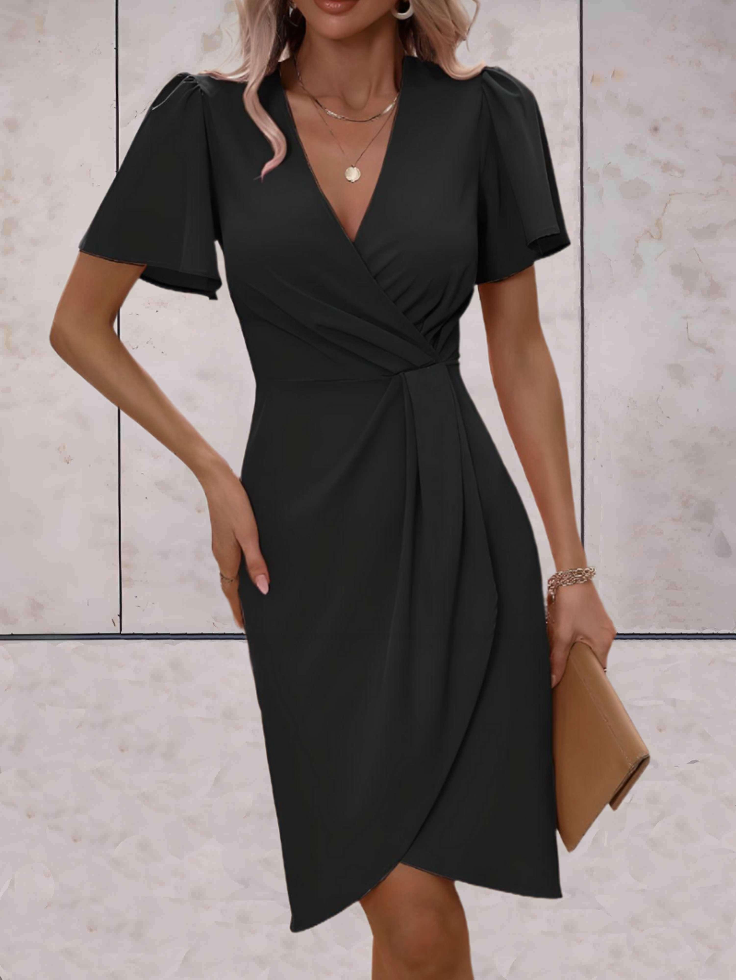 Madelyn Women's Wrap Dress – Elegant V-Neck Midi Dress with Adjustable Tie Waist